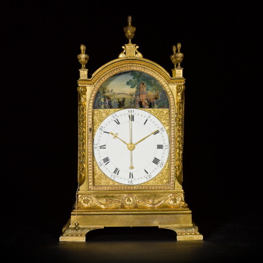 View full screen - View 1 of Lot 23. A George III gilt-brass quarter striking musical automaton table clock for the Chinese market, William Hughes, London, circa 1775.