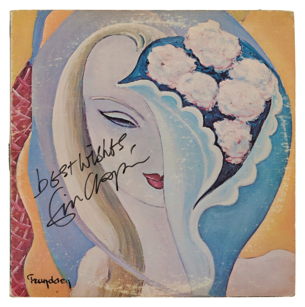 View full screen - View 1 of Lot 74. Derek and the Dominos | A copy of the record sleeve for "Layla" signed by Eric Clapton.