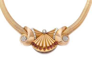 View full screen - View 1 of Lot 45. BOUCHERON | RUBY AND DIAMOND NECKLACE (COLLANA CON RUBINI E DIAMANTI).