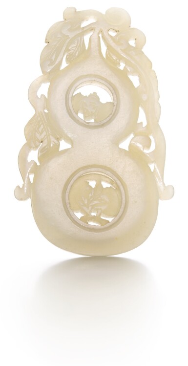 View full screen - View 1 of Lot 247. A PALE CELADON JADE DOUBLE-GOURD PENDANT, CHINA, QING DYNASTY, 18TH/19TH CENTURY.