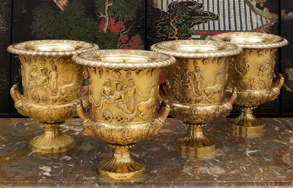 View full screen - View 1 of Lot 284. A Set of Four Regency Silver-Gilt Wine Coolers, Paul Storr, London, 1811.