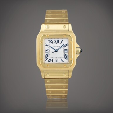 View full screen - View 1 of Lot 674. Santos Galbée, reference 8871 Montre bracelet en or jaune avec date | Yellow gold wristwatch with date and bracelet Vers 2000 | Circa 2000.