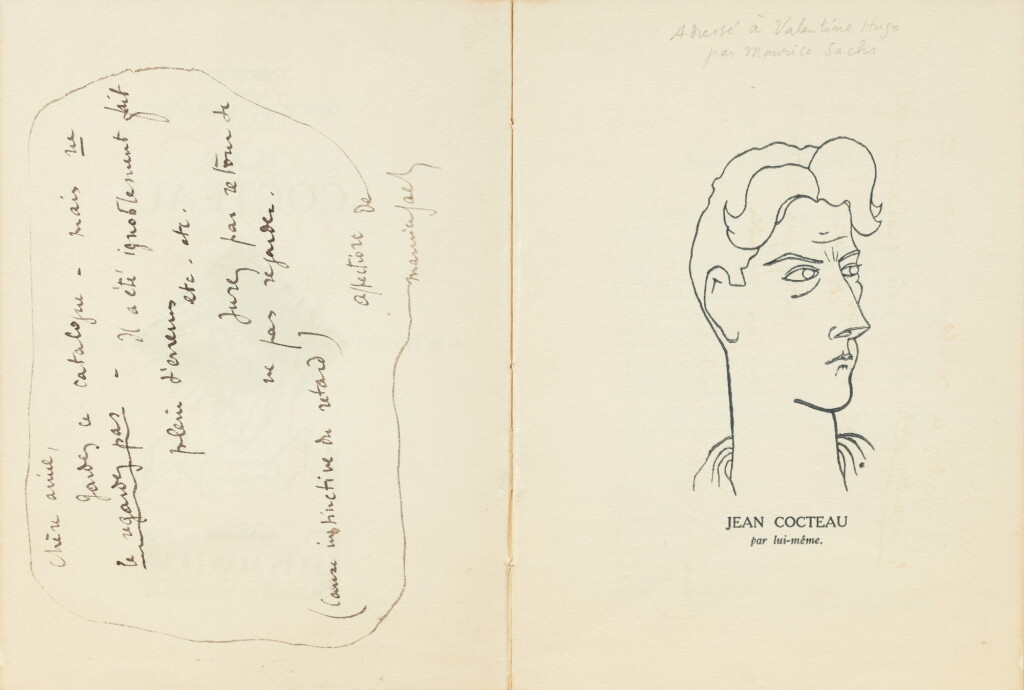 View full screen - View 1 of Lot 413. 2 des rares premiers catalogues d'exposition de Jean Cocteau (1925 et 1926), l'un avec envoi de Sachs.