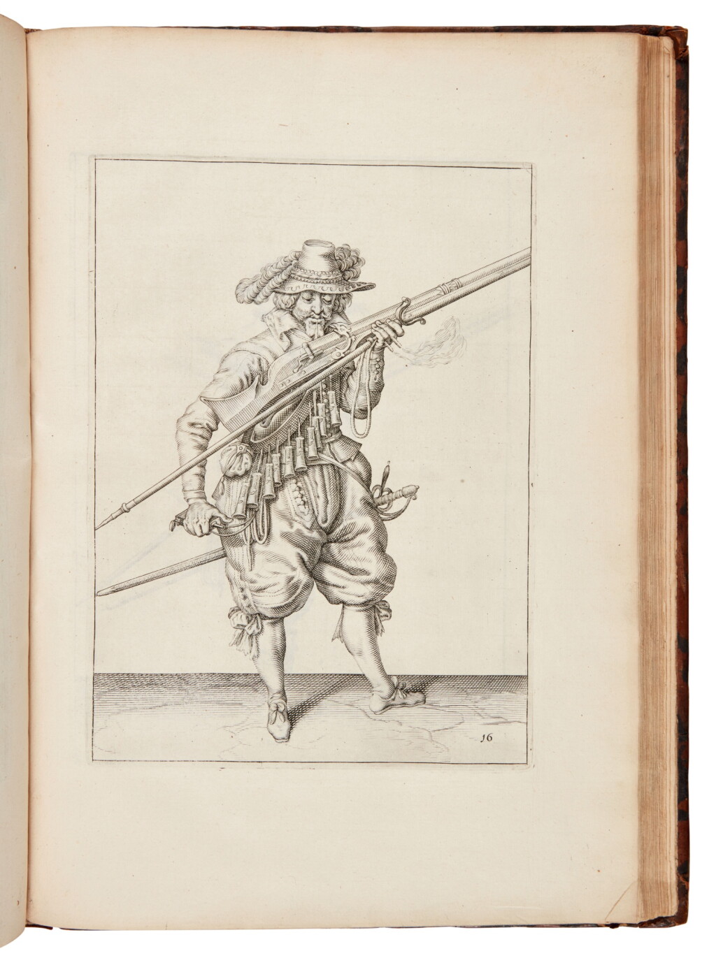 View full screen - View 1 of Lot 104. Jakob de Gheyn | Waffenhandlung von den Rören Musquetten undt Spiessen. Amsterdam, 1640, illustrations of military exercises.