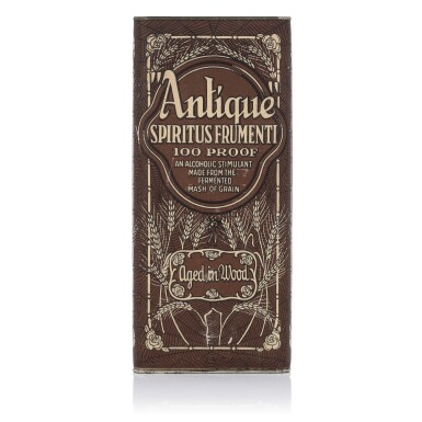 View full screen - View 1 of Lot 632. Antique Spiritus Frumenti E.J. Curley 100 Proof 1917 (1 Bottle Pint).