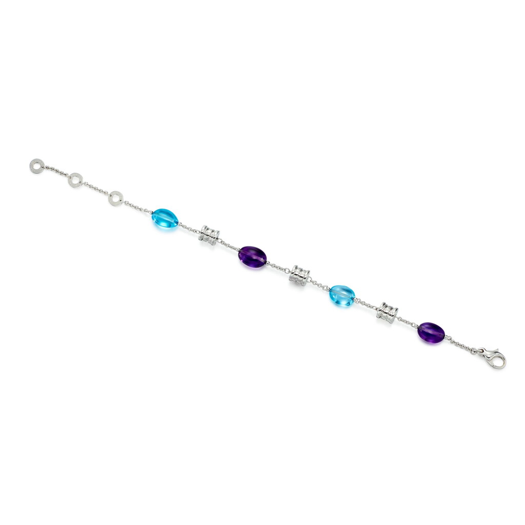 View full screen - View 1 of Lot 1832. 'B.Zero1' Amethyst and Aquamarine Bracelet | 寶格麗 | 'B.zero1' 紫水晶 配 海藍寶 手鏈.