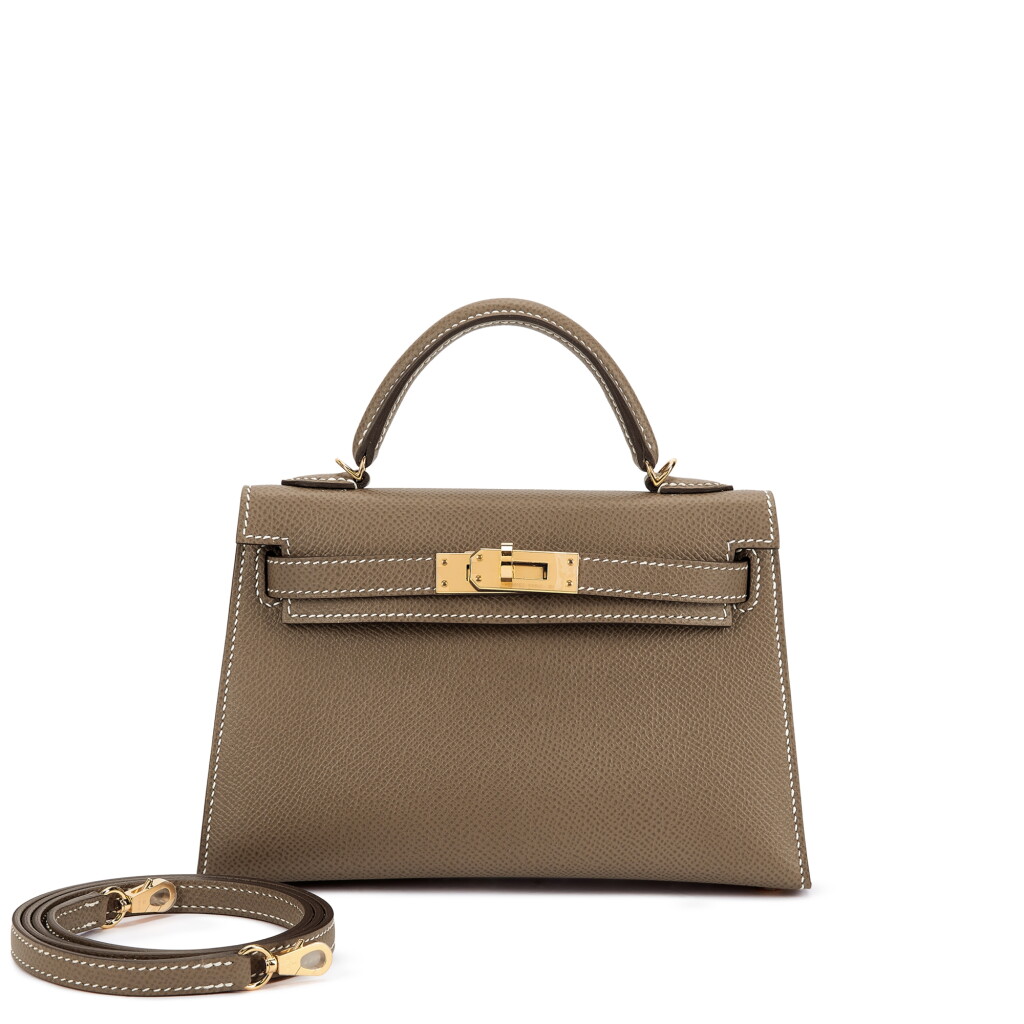 View full screen - View 1 of Lot 1054. Etoupe Epsom Mini Kelly II 20 Gold Hardware, 2021.