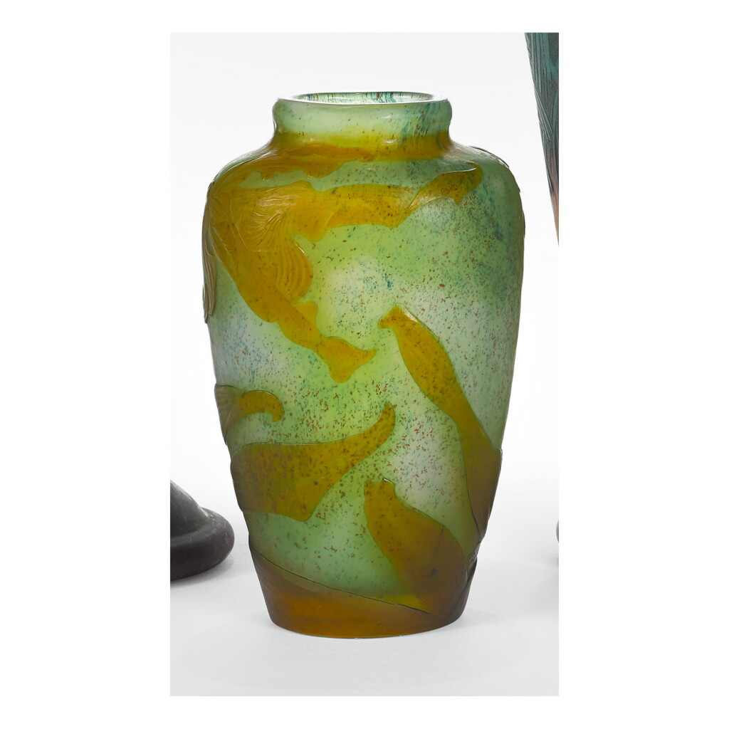 View full screen - View 1 of Lot 90. ÉMILE GALLÉ | "GREEN ORCHID" VASE.