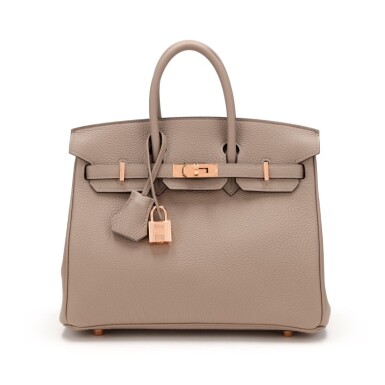 View full screen - View 1 of Lot 40. Gris Asphalte and Gris Perle Togo HSS Birkin 25 Rose Gold Hardware, 2022.