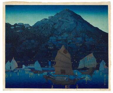View full screen - View 1 of Lot 92. ELIZABETH KEITH (1887-1956) HONG KONG HARBOUR, NIGHT, TAISHO PERIOD (20TH CENTURY).