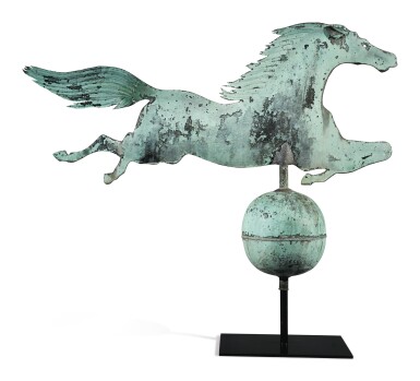 View full screen - View 1 of Lot 169. Very Fine and Rare Molded Copper 'Leaping Horse' Weathervane, Boston, Massachusetts, circa 1860.