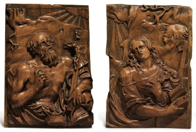 View full screen - View 1 of Lot 262. CIRCLE OF CHRISTOPH DANIEL SCHENK (CONSTANCE 1633 - 1691) GERMAN, LATE 17TH CENTURY | SAINT JEROME AND MARY MAGDALENE.