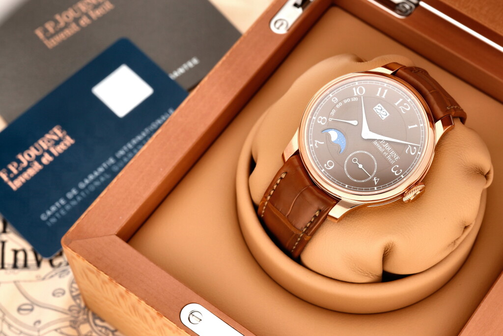 View full screen - View 1 of Lot 36. Automatique Lune Havana 'AL2' A pink gold automatic wristwatch with date, power reserve and moon phases, Circa 2021.