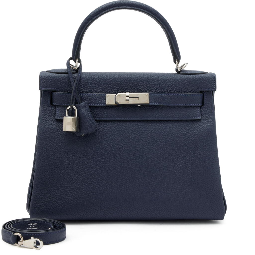 View full screen - View 1 of Lot 133. Bleu Nuit Togo Retourne Kelly 28 Palladium Hardware, 2020 .