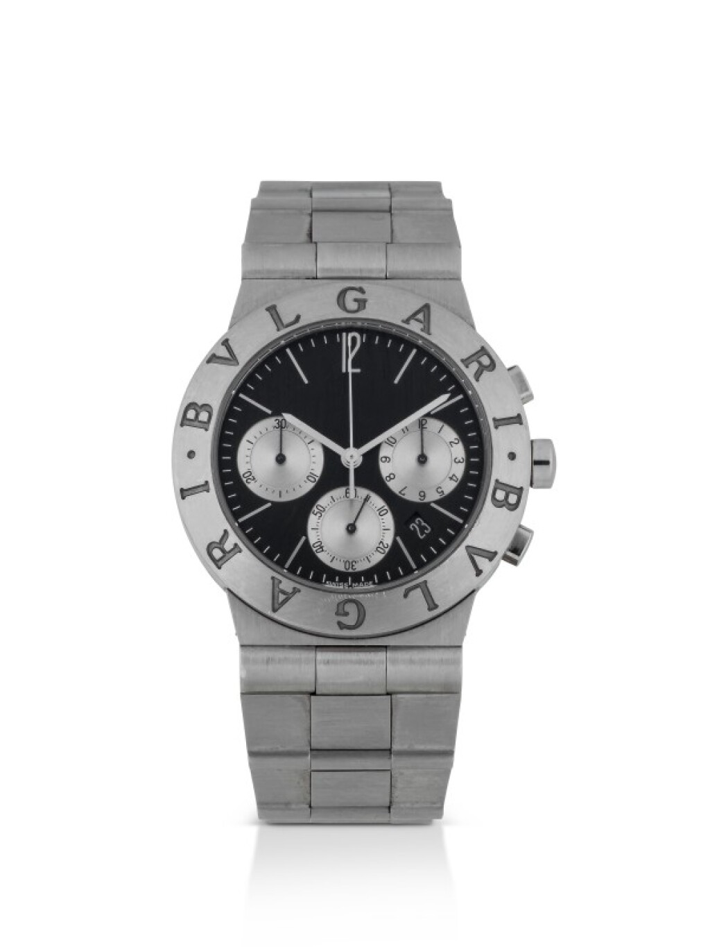 View full screen - View 1 of Lot 102. BULGARI | DIAGONO, REF CH 35 S STAINLESS STEEL CHRONOGRAPH WRISTWATCH WITH DATE AND BRACELET CIRCA 2010.