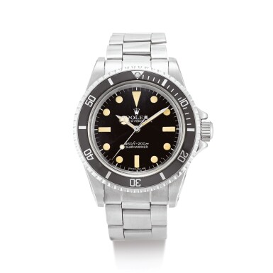 View full screen - View 1 of Lot 2095. ROLEX | SUBMARINER, REFERENCE 5513 A STAINLESS STEEL WRISTWATCH WITH BRACELET, CIRCA 1972" | 勞力士 | Submariner 型號5513 精鋼鏈帶腕錶,錶殼編號2940717,約1972年製".