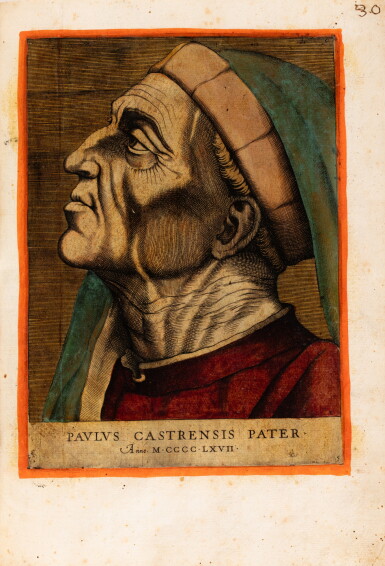 View full screen - View 1 of Lot 31. Illustrium jureconsultorum imagines. 1566. Suite en couleurs de 14 portraits de jurisconsultes romains. .