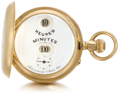 View full screen - View 1 of Lot 116. IWC | A GOLD HUNTING CASED DIGITAL DISPLAY KEYLESS LEVER 'PALLWEBER' WATCH CIRCA 1900, NO. 29529.