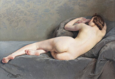 View full screen - View 1 of Lot 147. A nude woman lying | Nu allongé de dos.