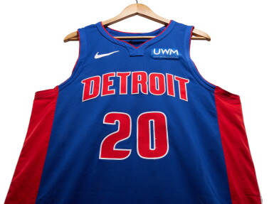 View full screen - View 1 of Lot 146. Malcolm Cazalon Detroit Pistons 2023-2024 Game Worn Canada Series Icon Edition Jersey.