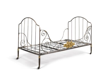 View full screen - View 1 of Lot 24. A French Polished and Gilt Steel Daybed, 19th century.