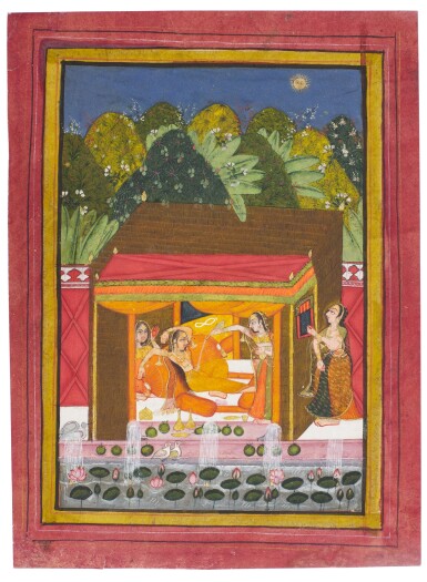 View full screen - View 1 of Lot 205. A lady bathing, India, Rajasthan, probably Bundi, circa 1770.