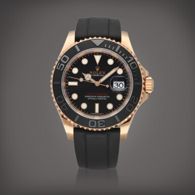 View full screen - View 1 of Lot 450. Yacht-Master 40, Ref 116655 | Pink gold wristwatch with date and Oysterflex bracelet | Circa 2017.