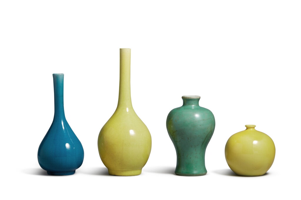 View full screen - View 1 of Lot 113. A group of four monochrome-glazed vases, Qing dynasty, 18th / 19th century.