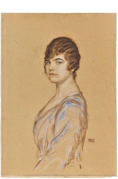 View full screen - View 1 of Lot 194. FRANZ VON STUCK | GIRL IN A BLUE DRESS.