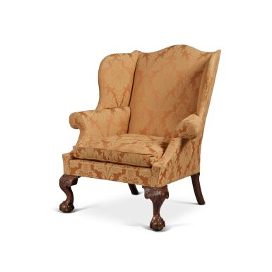 View full screen - View 1 of Lot 42. A Very Fine and Rare Chippendale Carved Mahogany Easy Chair, Philadelphia, Pennsylvania, Circa 1770.