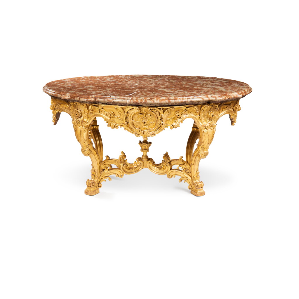 View full screen - View 1 of Lot 700. A Royal German giltwood centre table, circa 1750.