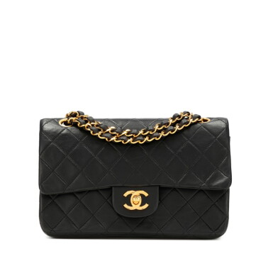 View full screen - View 1 of Lot 66. Black Quilted Lambskin Small Classic Double Flap Bag Gold Hardware, 1986-1988.