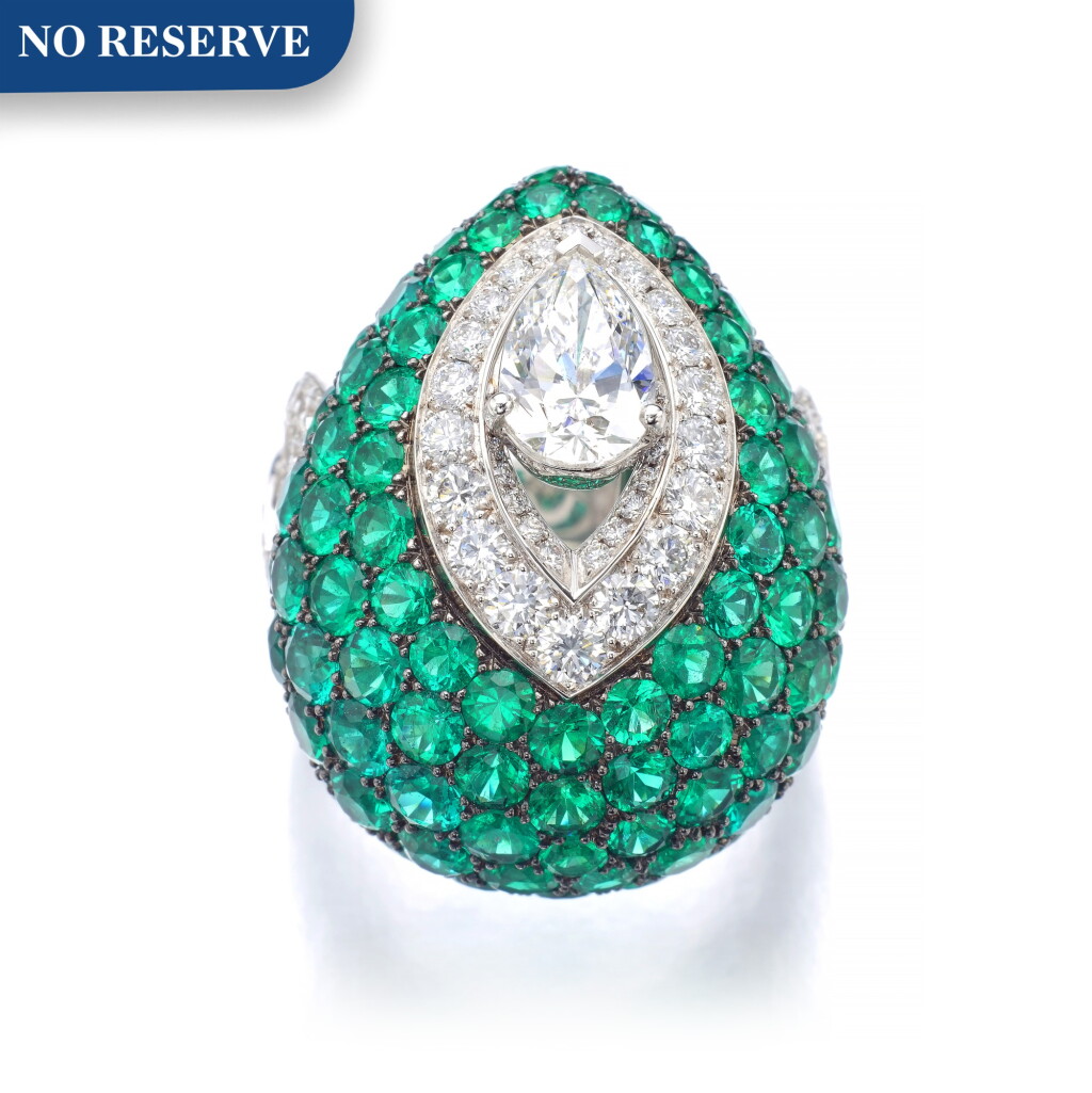 View full screen - View 1 of Lot 46. GRAFF | EMERALD AND DIAMOND RING.