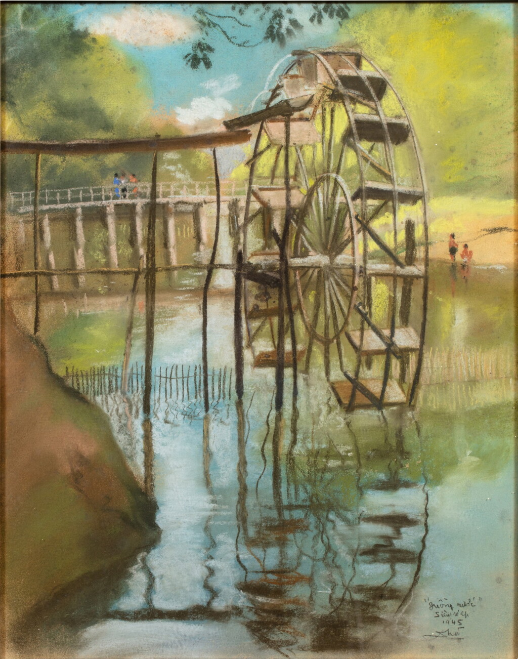 View full screen - View 1 of Lot 35. Tran Van Ha (1911-1974), Water wheel in Siem Reap in Cambodia | 陳文河 (1911-1974), 柬埔寨暹粒水車.