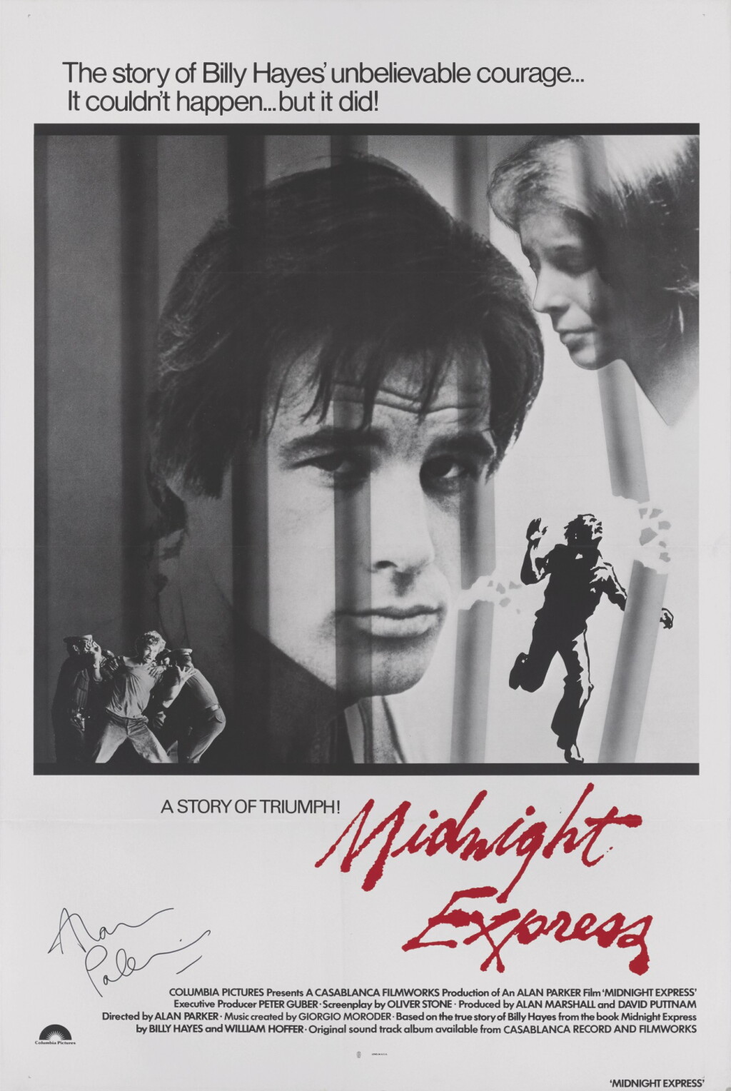 View full screen - View 1 of Lot 68. MIDNIGHT EXPRESS (1978) INTERNATIONAL POSTER, US, SIGNED BY ALAN PARKER.