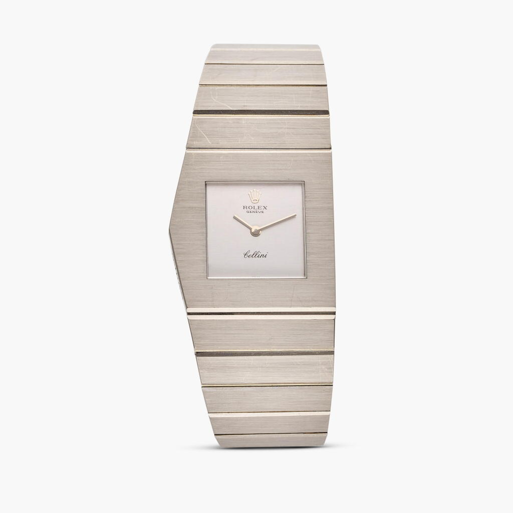 View full screen - View 1 of Lot 139. Reference 4315 King Midas Cellini | A white gold asymmetrical bracelet watch, Circa 1977.