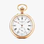 A pink gold open-faced keyless lever single button chronograph watch | Made in 1901