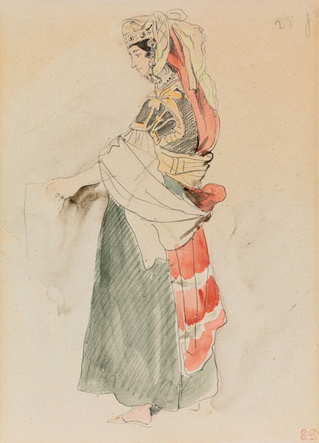 View full screen - View 1 of Lot 113. EUGÈNE DELACROIX | FEMME JUIVE EN COSTUME DE FÊTE .