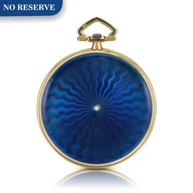 View full screen - View 1 of Lot 77. Gold And Enamel Open-Faced Keyless Lever Watch, Circa 1930.