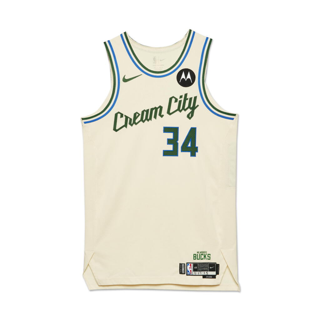 View full screen - View 1 of Lot 3. Giannis Antetokounmpo Milwaukee Bucks 2025-2026 Game Worn City Edition Jersey.