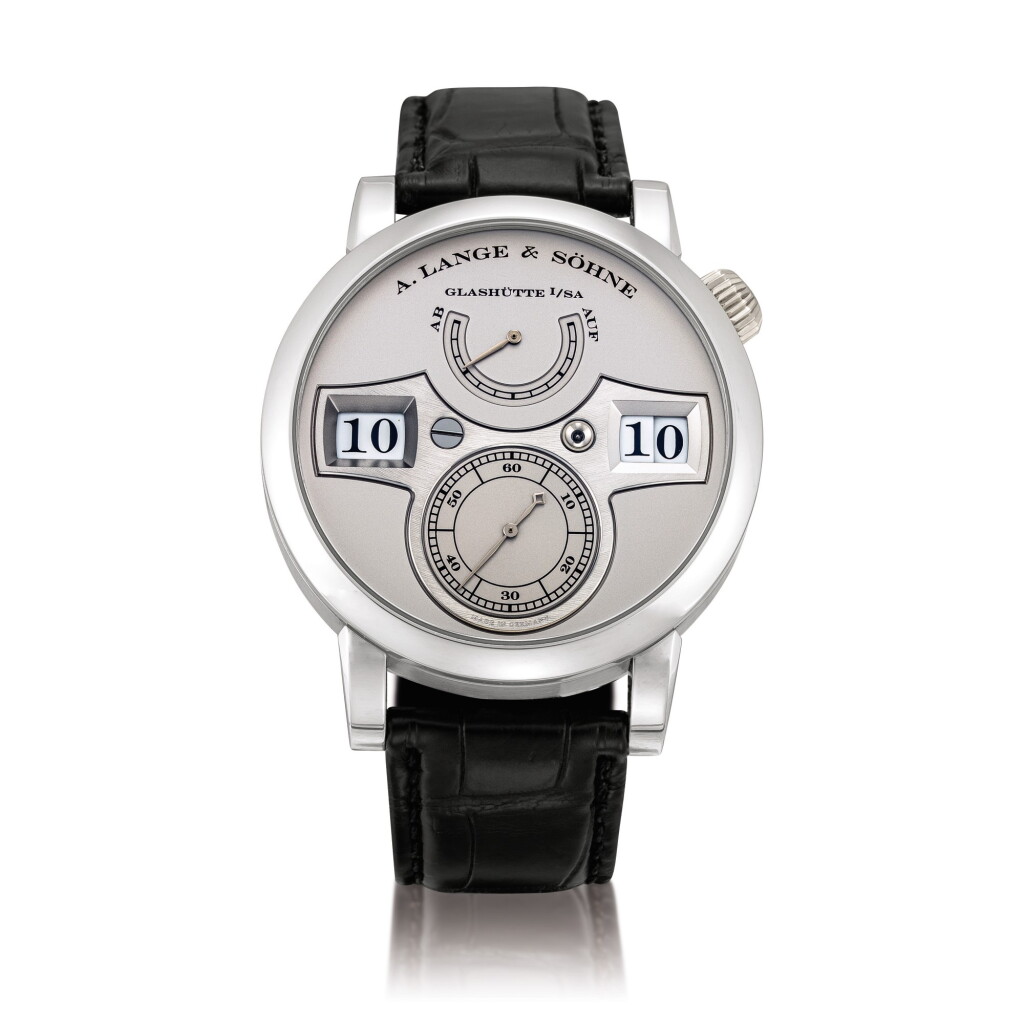 View full screen - View 1 of Lot 2021. A. Lange & Söhne | Zeitwerk, Reference 140.025, A limited edition platinum wristwatch with digital time display and power reserve indication, Circa 2009 | 朗格 | Zeitwerk 型號140.025 限量版鉑金腕錶,備跳字及動力儲備顯示,約2009年製.