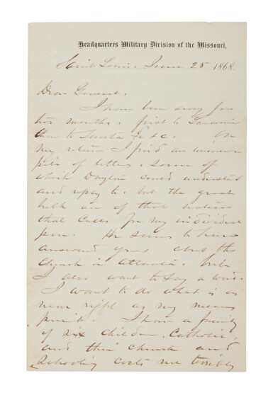 View full screen - View 1 of Lot 1155. Sherman, William Tecumseh | "Our destruction of Atlanta was confined to the railroad".