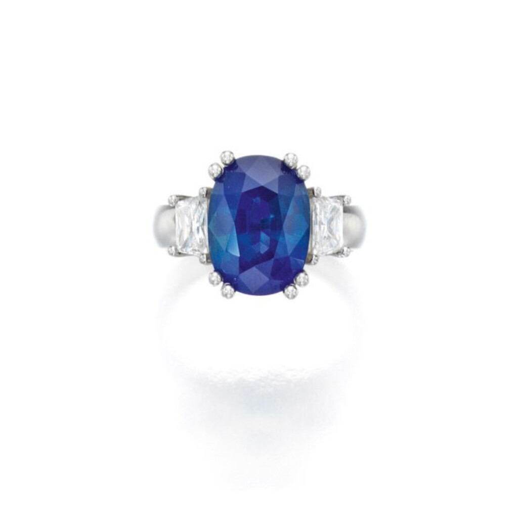 View full screen - View 1 of Lot 45. Sapphire and Diamond Ring.