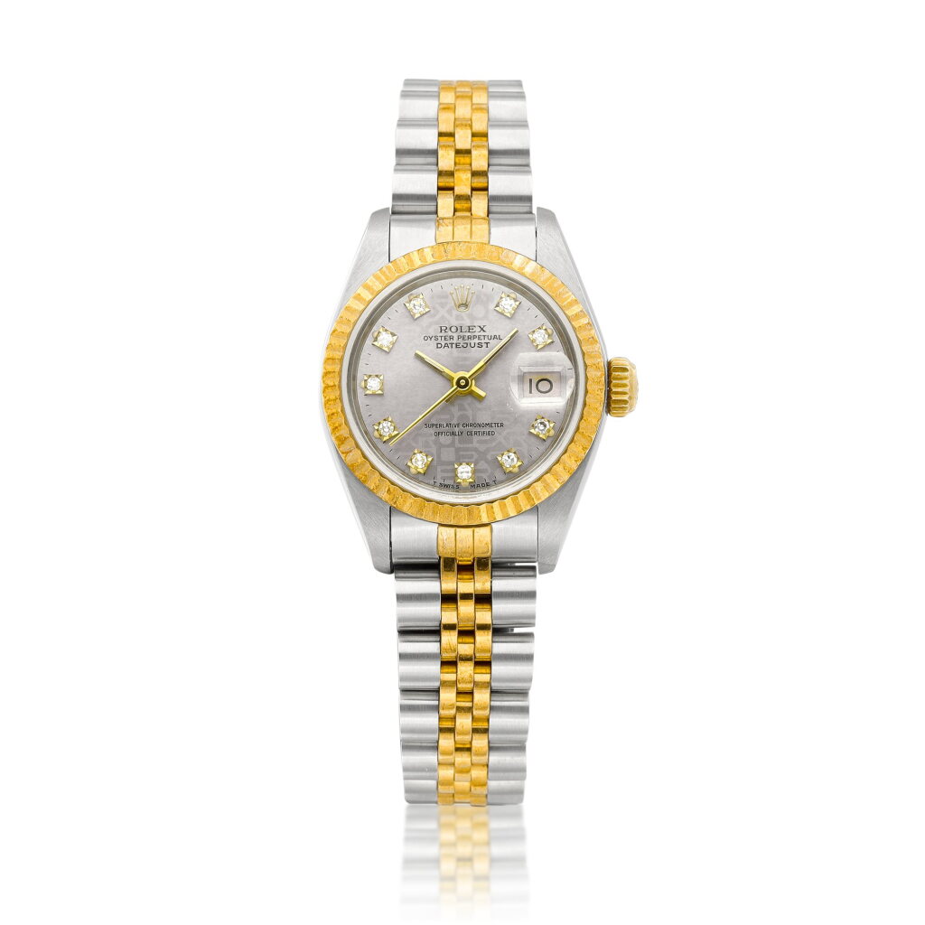 View full screen - View 1 of Lot 8887. DateJust, Reference 69173 | A yellow gold, stainless steel and diamond-set wristwatch with date and bracelet, Circa 1988 | 勞力士 | DateJust 型號69173| 黃金及精鋼鑲鑽石鏈帶腕錶,備日期顯示,約1988年製.