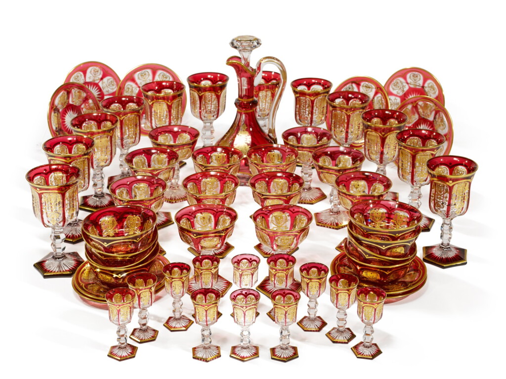 View full screen - View 1 of Lot 67. A Baccarat Red-Overlay 'Empire' Pattern Table Service, Late 19th Century.