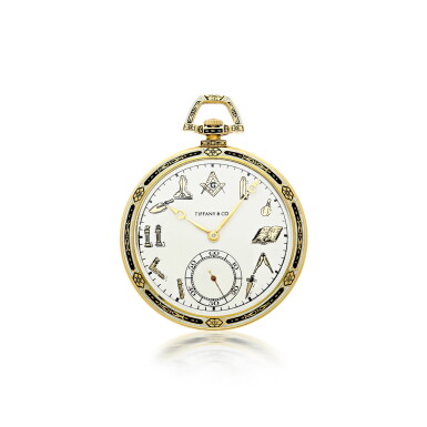 View full screen - View 1 of Lot 156. C.H. MEYLAN | RETAILED BY TIFFANY & CO A YELLOW GOLD AND ENAMEL OPENED FACED WATCH, CIRCA 1925 .