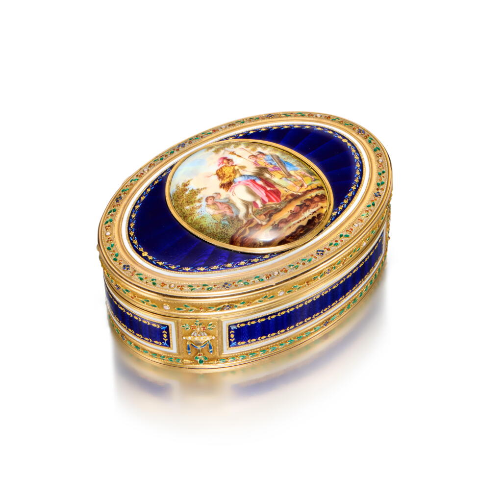 View full screen - View 1 of Lot 1095. A gold and enamel snuff box, Jean-Joseph-Isaac Bellamy, Geneva, circa 1780 and later.