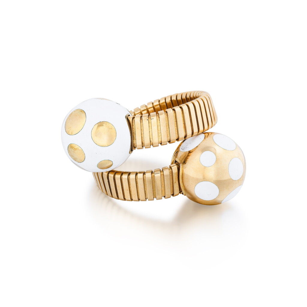 View full screen - View 1 of Lot 40. Enamel and gold bracelet | Bracelet émail et or.