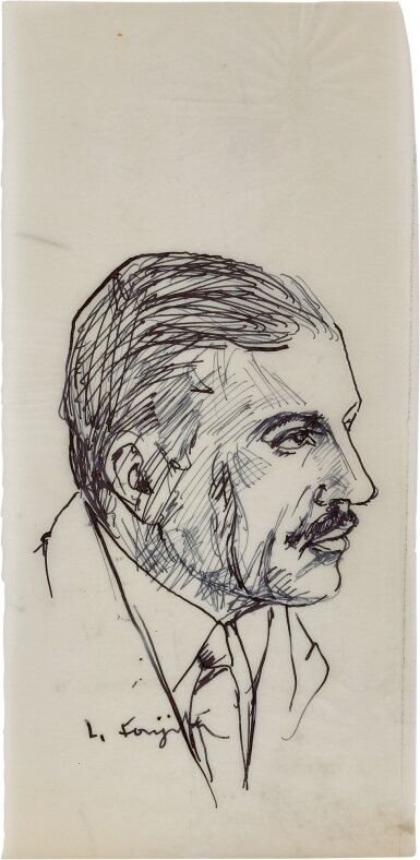 View full screen - View 1 of Lot 572. Léonard Tsuguharu Foujita 藤田嗣治 | Portrait d'homme 男士肖像.