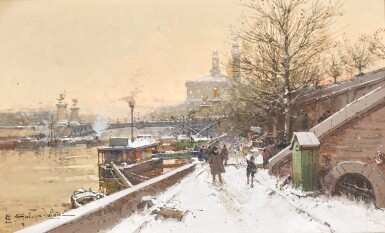 View full screen - View 1 of Lot 89. EUGÈNE GALIEN-LALOUE | Quai de la Seine, Paris .